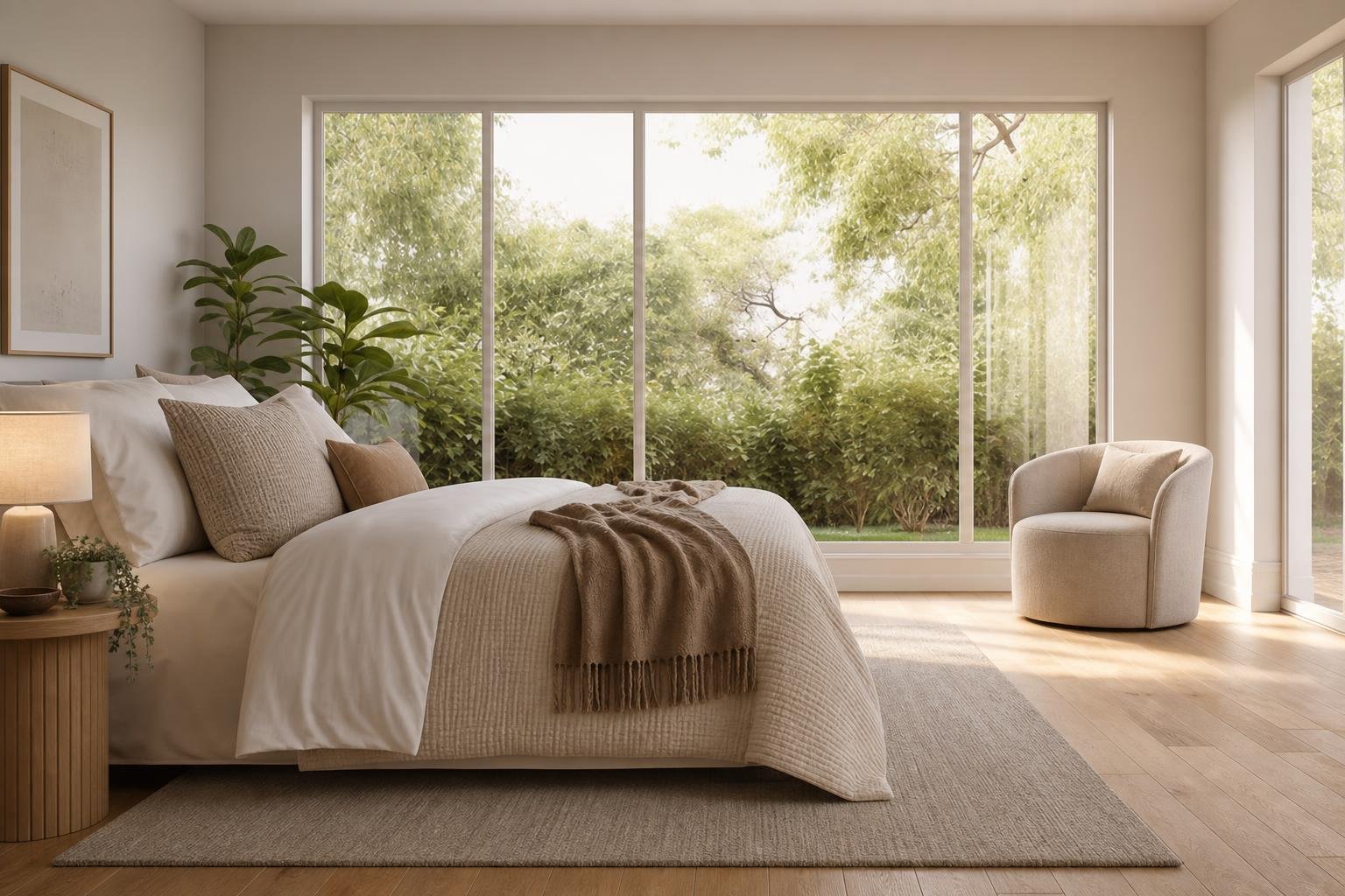 Virtually staged primary bedroom after ListingSight